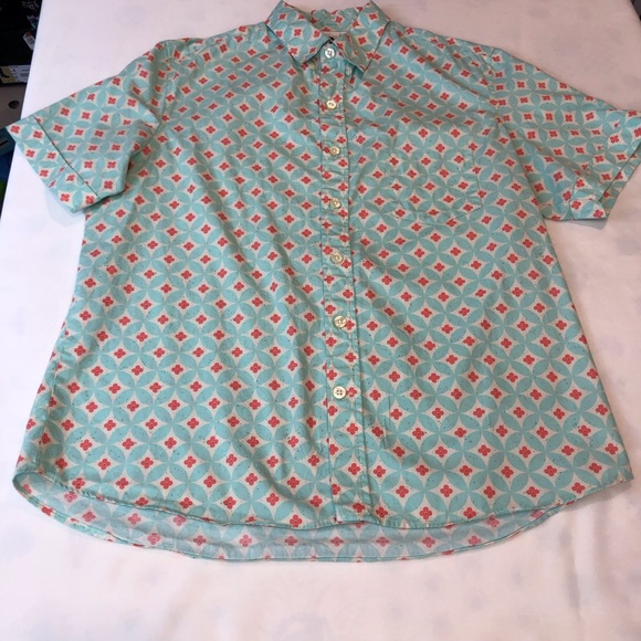 Mens Kennington LTD Turquoise Orange Print Button Front Shirt - Picture 3 of 16